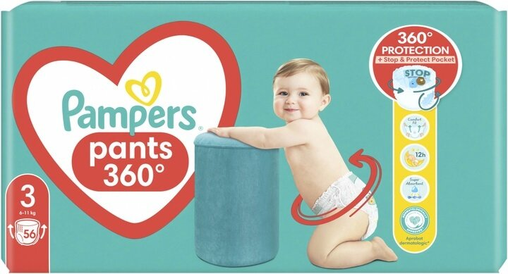 Підгузки-трусики Pampers Pants дитячі розмір 3, 6-11 кг, 56 шт