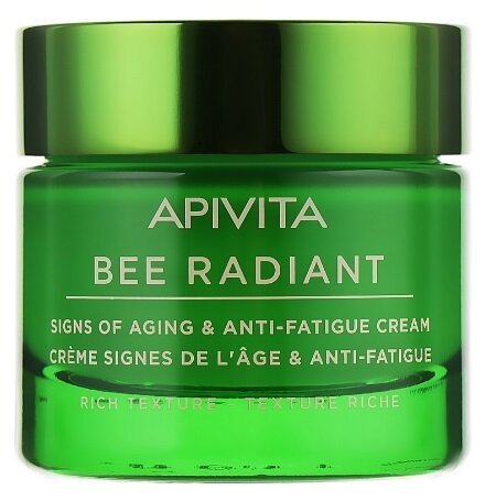 Крем для обличчя Apivita Bee Radiant насиченої текстури для захисту від старіння та слідів втоми, 50 мл
