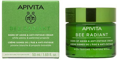 Крем для обличчя Apivita Bee Radiant насиченої текстури для захисту від старіння та слідів втоми, 50 мл