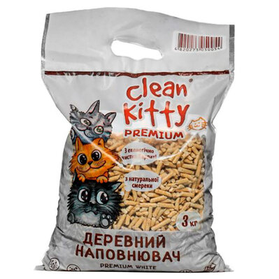 Наповнювач для котячого туалету Clean Kitty Premium деревний з натуральної смереки, 3 кг