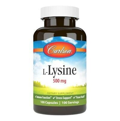 Амінокислота L-Лізин Carlson Labs L-Lysine 500 мг, 100 капсул