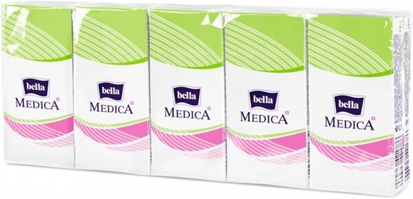 Хустинки паперові носові гігієнічні Bella Medica тришарові, 9 шт x 10 уп