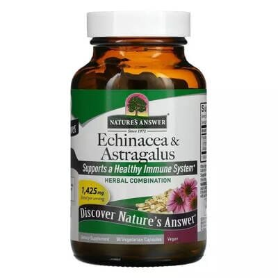 Ехінацея та астрагал Nature's Answer Echinacea & Astragalus, 90 вегетаріанських капсул