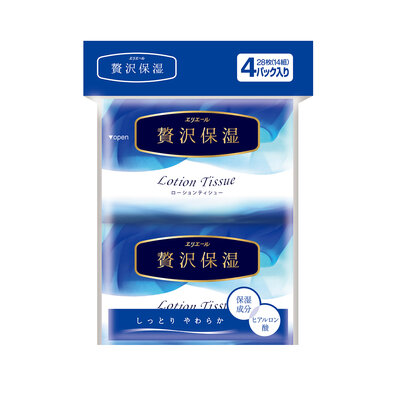 Хусточки паперові Elleair Premium Lotion екстразаспокійливі, 14 шт х 4 уп