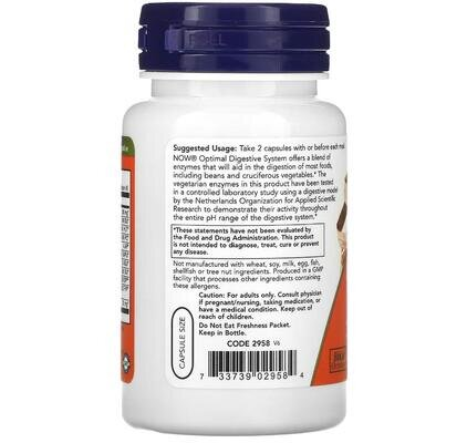 Суміш ферментів NOW Optimal Digestive System вег. капсули №90
