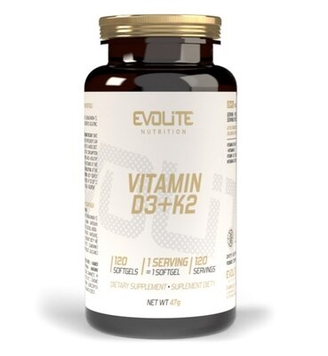 Вітамін D3 + K2 Evolite Nutrition D3+K2, 120 м'яких гелевих капсул