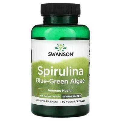Спіруліна синьо-зелені водорості Swanson Spirulina Blue-Green Alhae, 90 рослинних капсул