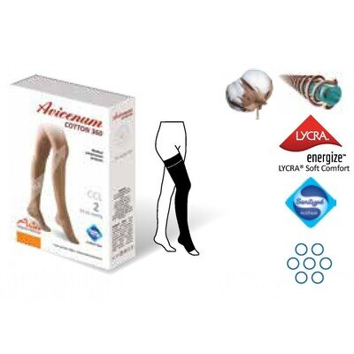 Панчохи компресійні Avicenum 360 Cotton клас компресії 2, відкритий носок, long, колір бежевий, розмір L
