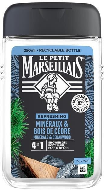 Гель-шампунь Le Petit Marseillais 4в1 Кедр і мінерали для чоловіків, 250 мл