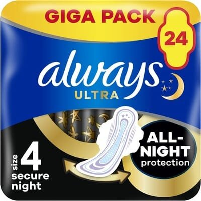 Прокладки гігієнічні Always Ultra Secure Night, 7 крапель, 4 розмір, 24 шт