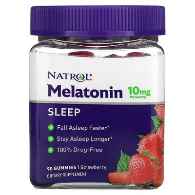 Мелатонін Natrol Melatonin 10 mg Strawberry Flavor, 90 жувальних цукерок