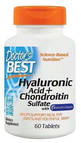 Гіалуронова кислота та хондроїтин Doctor's Best Hyaluronic Acid with Chondroitin Sulfate, 60 таблеток