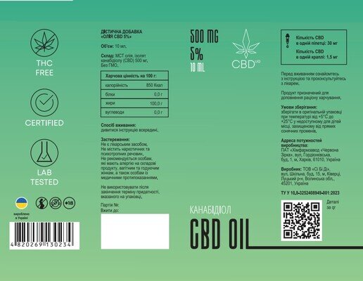 Канабідіол Олія CBD МСТ 5%, 10 мл