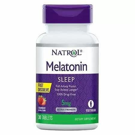 Мелатонін Natrol Melatonin швидкорозчинний смак полуниці 5 мг, 30 таблеток