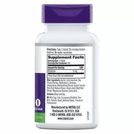 Мелатонін Natrol Melatonin швидкорозчинний смак полуниці 5 мг, 30 таблеток