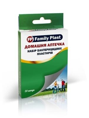 Набір пластирів медичних «FP Family Plast» бактерицидних Домашня аптечка, 20 штук