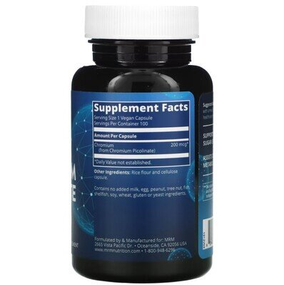 Піколінат хрому MRM Nutrition Chromium Picolinate веганські капсули по 200 мкг №100