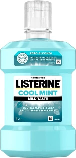 Ополіскувач для порожнини рота Listerine Cool Mint Свіжа м'ята М’який смак, 1 л