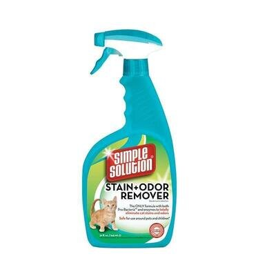 Засіб для нейтралізації запахів і видалення стійких плям Simple Solution Cat Stain and Odor Remover, 945 мл