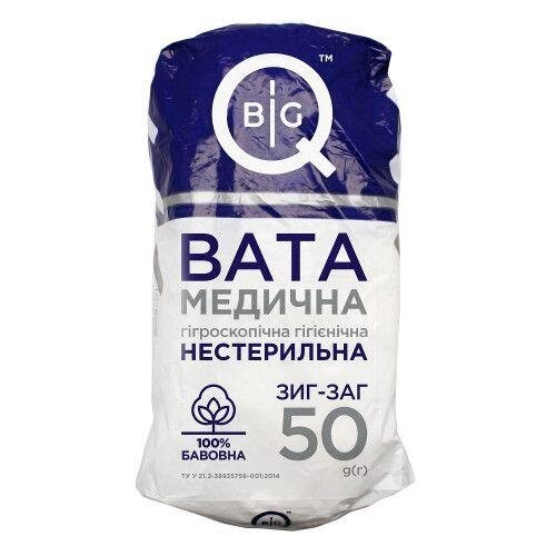 Вата нестерильна BigQ медична гігієнічна, зиг-заг 50 г