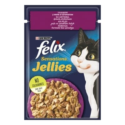 Корм вологий для кішок Purina Felix Sensations в желе з качкою і шпинатом, 85 г