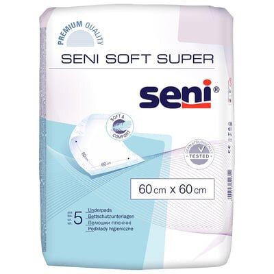 Пелюшки Seni Soft Super одноразові гігієнічні 60х60 см, 5 шт