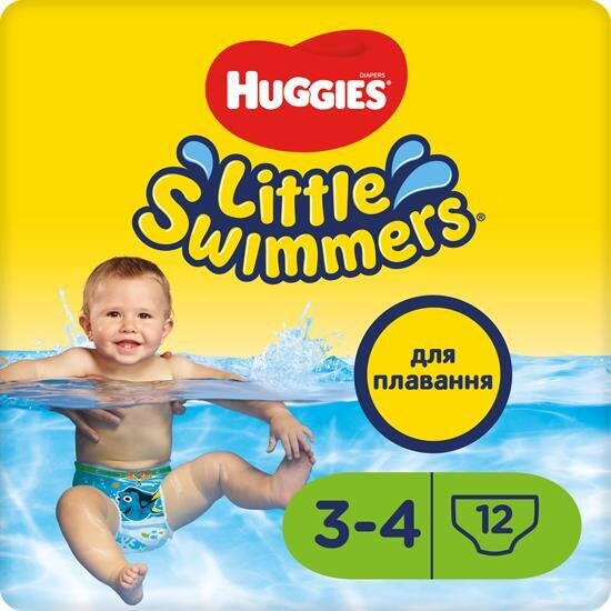 Підгузки-трусики Huggies Little Swimmers розмір 3-4, 7-15 кг, для плавання, 12 шт