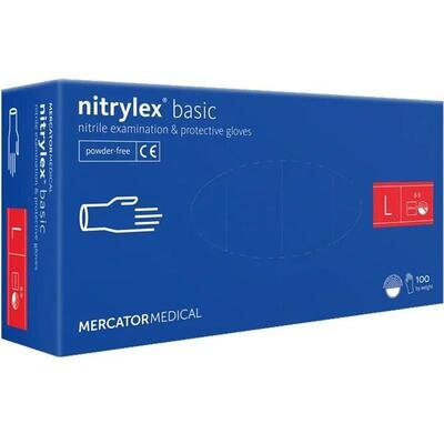 Рукавички оглядові Mercator Medical Nitrylex basic нітрилові неопудрені, розмір L, нестерильні, сині, 100 штук