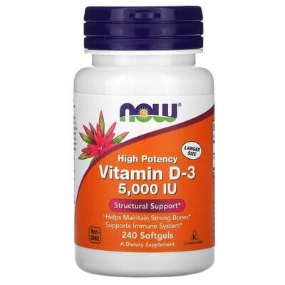Вітамін Д-3 NOW Vitamin D-3 5000 MО м'які капсули №240