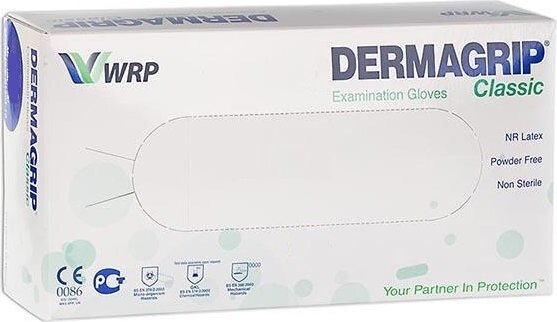 Рукавички оглядові Dermagrip Classic латексні без пудри нестерильні, розмір S, пара