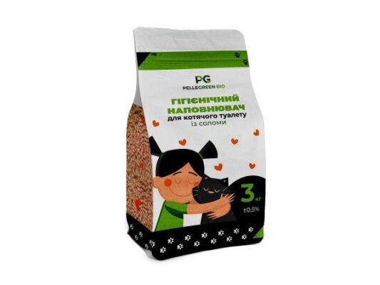 Наповнювач для котячого туалету Pellegreen Bio із соломи, 3 кг