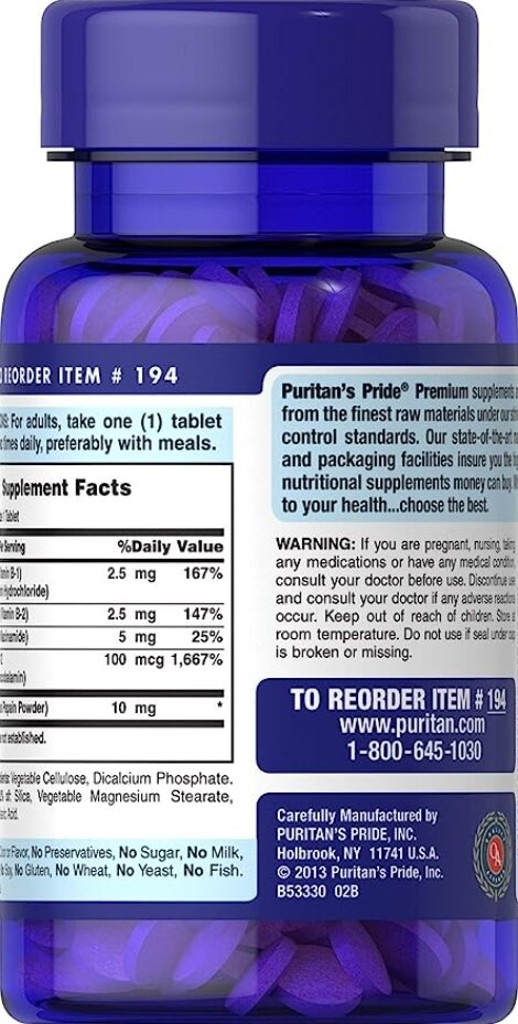 Вітаміни групи В Puritan's Pride Vitamin B-Complex and Vitamin B-12, 180 таблеток