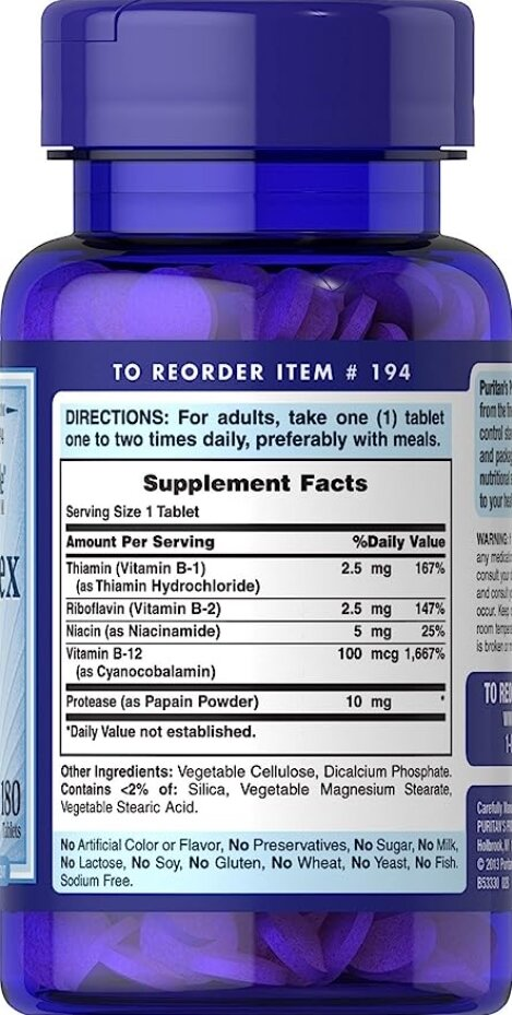 Вітаміни групи В Puritan's Pride Vitamin B-Complex and Vitamin B-12, 180 таблеток