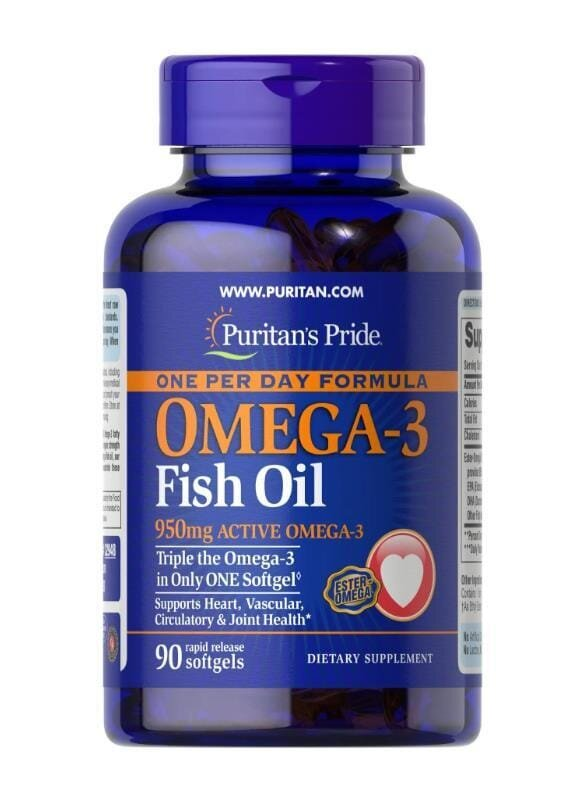 Омега-3 риб'ячий жир Puritan's Pride Omega-3 Fish Oil 950 мг one per day, 90 гелевих капсул