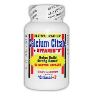 Цитрат Кальція + вітамін D Earth's Creation Calcium Citrate + Vitamin D, 60 гелевих капсул