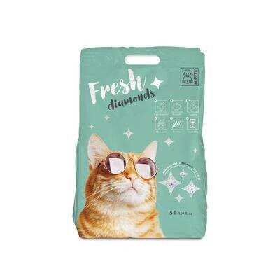 Наповнювач для котячого туалету M-Pets Fresh Diamonds силікагелевий без ароматизатора, 2,2 кг (5 л)