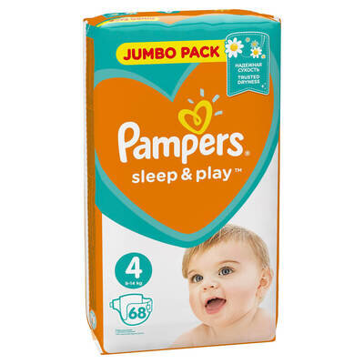 Підгузки дитячі Pampers Sleep & Play розмір 4, 9-14 кг, 68 шт