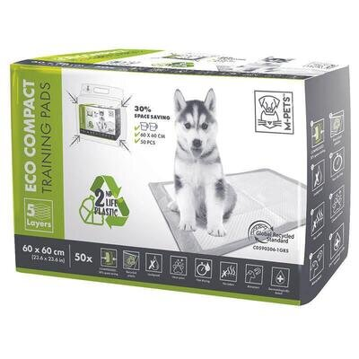 Пелюшки M-Pets Eco Compact Training Pad екологічні тренувальні для щенят, розмір 60х60 см, 50 штук