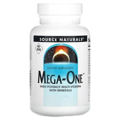 Мультивітаміни та мінерали без заліза Source Naturals Mega-One, 30 таблеток