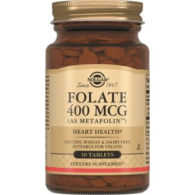 Фолат Solgar Folate 400 мкг (Metafolin) таблетки №50