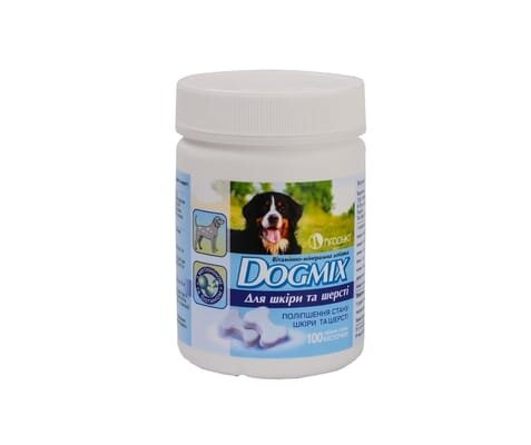 Вітаміни для собак Dogmix для шкіри і шерсті, 100 таблеток