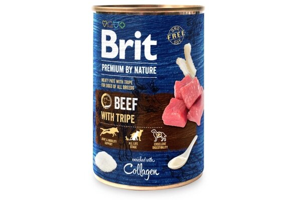 Корм вологий Brit Premium By Nature Beef with Tripe консерва для собак, яловичина, 400 г