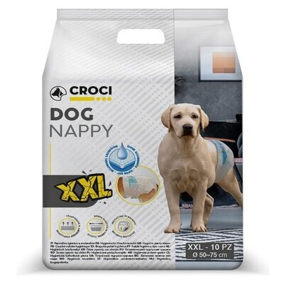 Підгузники Croci для собак розмір XXL, обхват 40-62 см, 10 штук