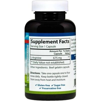 Аргінін Carlson Labs L-Arginine 675 мг, 90 капсул