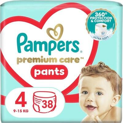 Підгузки-трусики Pampers Premium Care Pants дитячі розмір 4, 9-15 кг, 38 шт