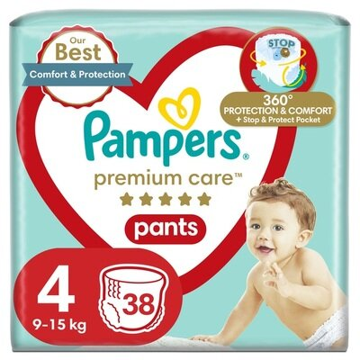 Підгузки-трусики Pampers Premium Care Pants дитячі розмір 4, 9-15 кг, 38 шт