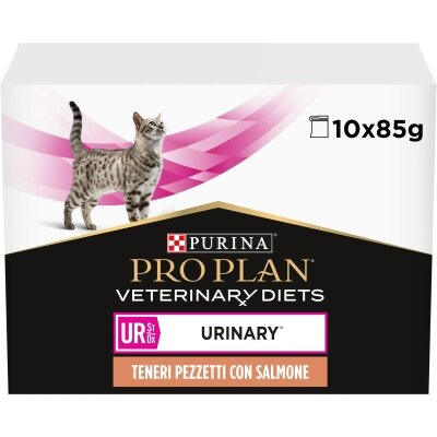 Корм вологий Purina Pro Plan Veterinary Diets UR Urinary для кішок при захворюванні сечостатевої системи, з лососем, 10 штук по 85 г