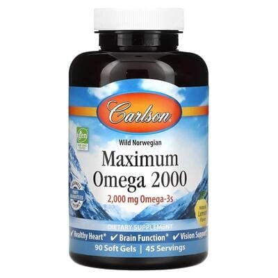 Омега Carlson Labs Maximum Omega 2000 мг, 90 капсул