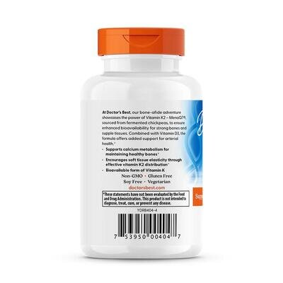 Вітамін K2 з D3 Doctor's Best Vitamin K2 plus Vitamin D3 180 мкг, 60 капсул