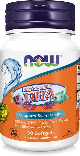 Омега ДГК NOW Омега DHA жувальна для дітей з фруктовим смаком капсули №30